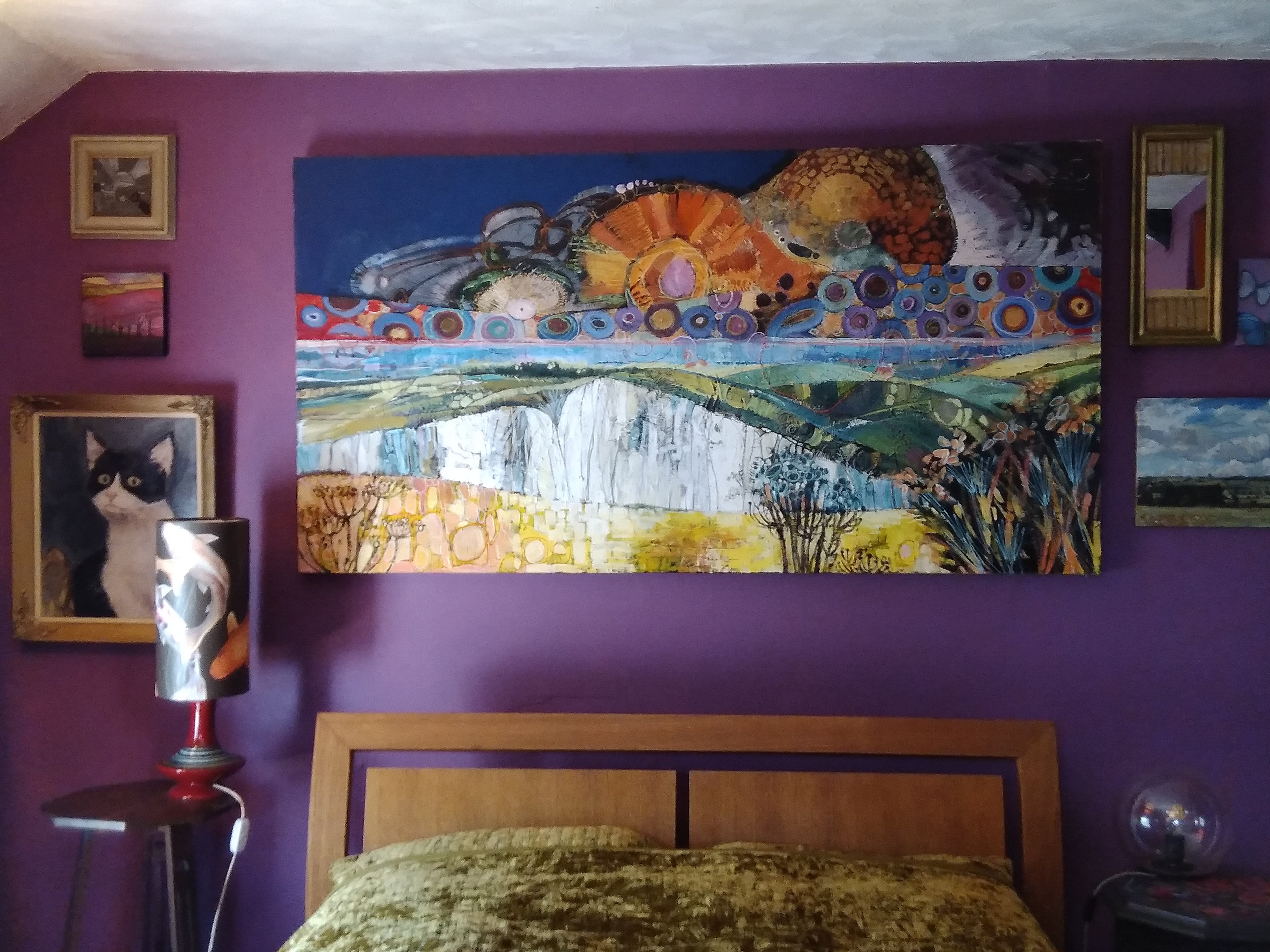 Huge original semi-abstract landscape painting