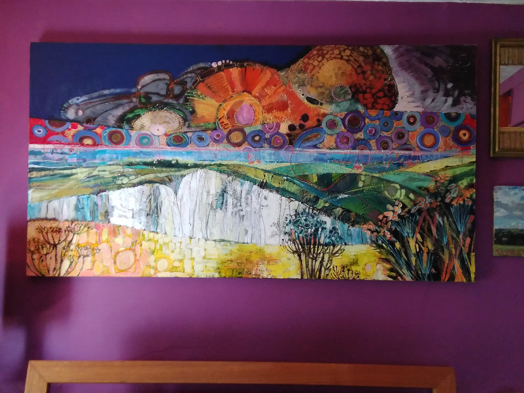 Huge original semi-abstract landscape painting