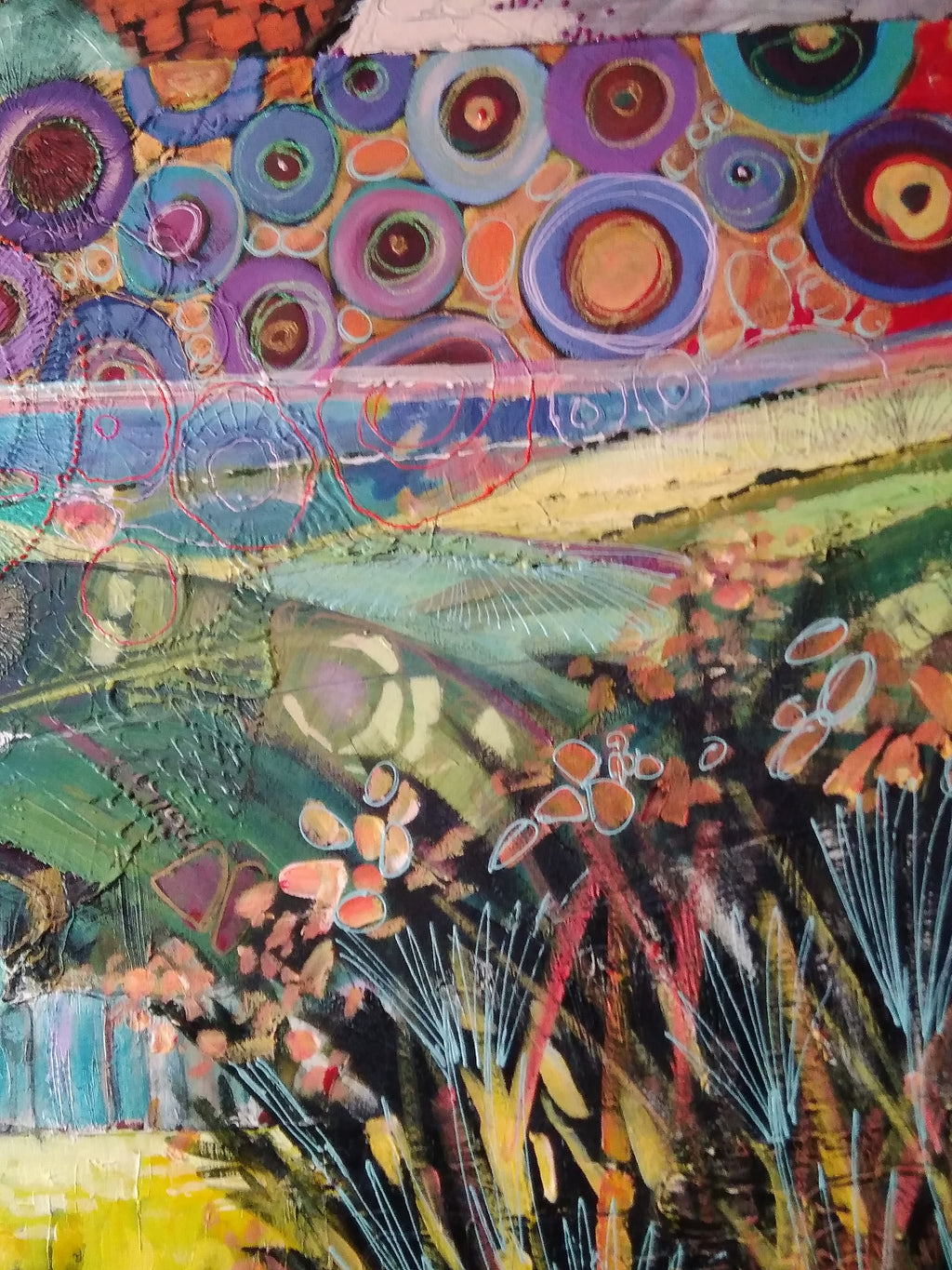 Huge original semi-abstract landscape painting