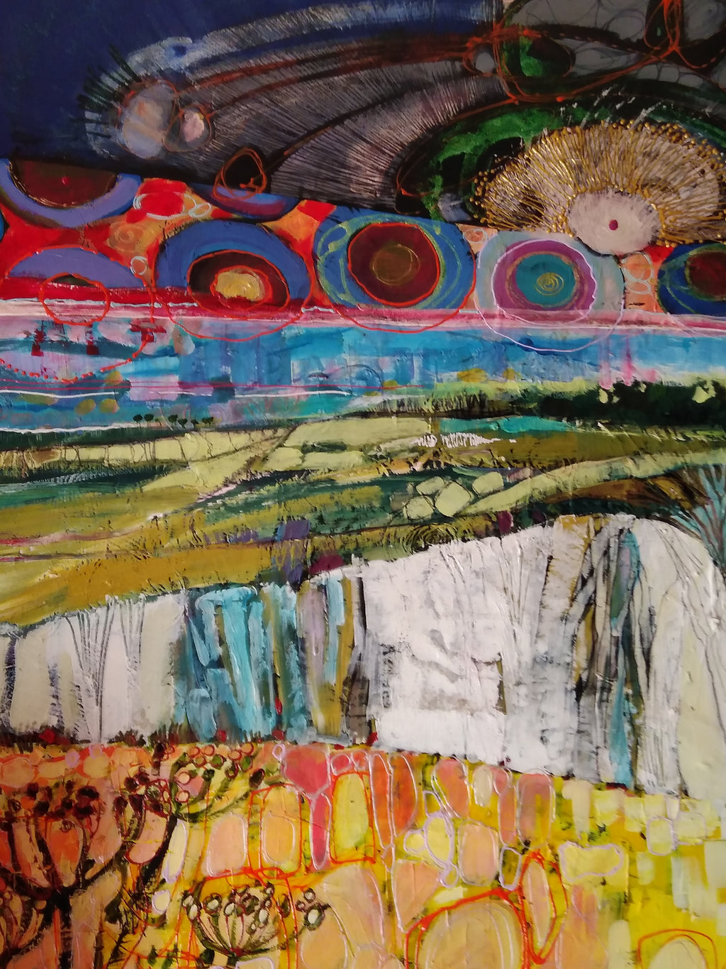 Huge original semi-abstract landscape painting