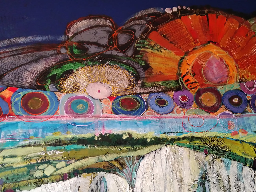 Huge original semi-abstract landscape painting