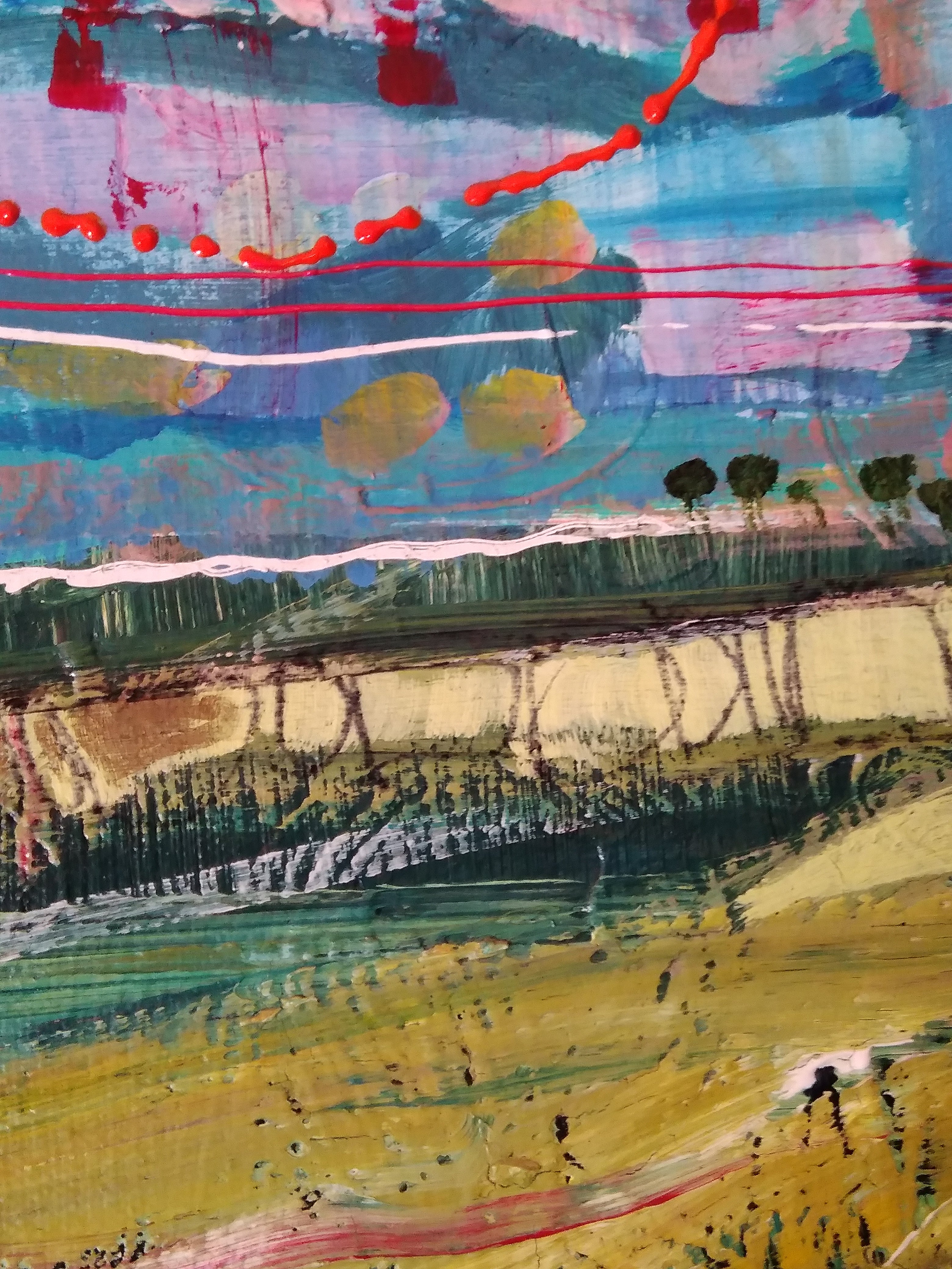 Huge original semi-abstract landscape painting